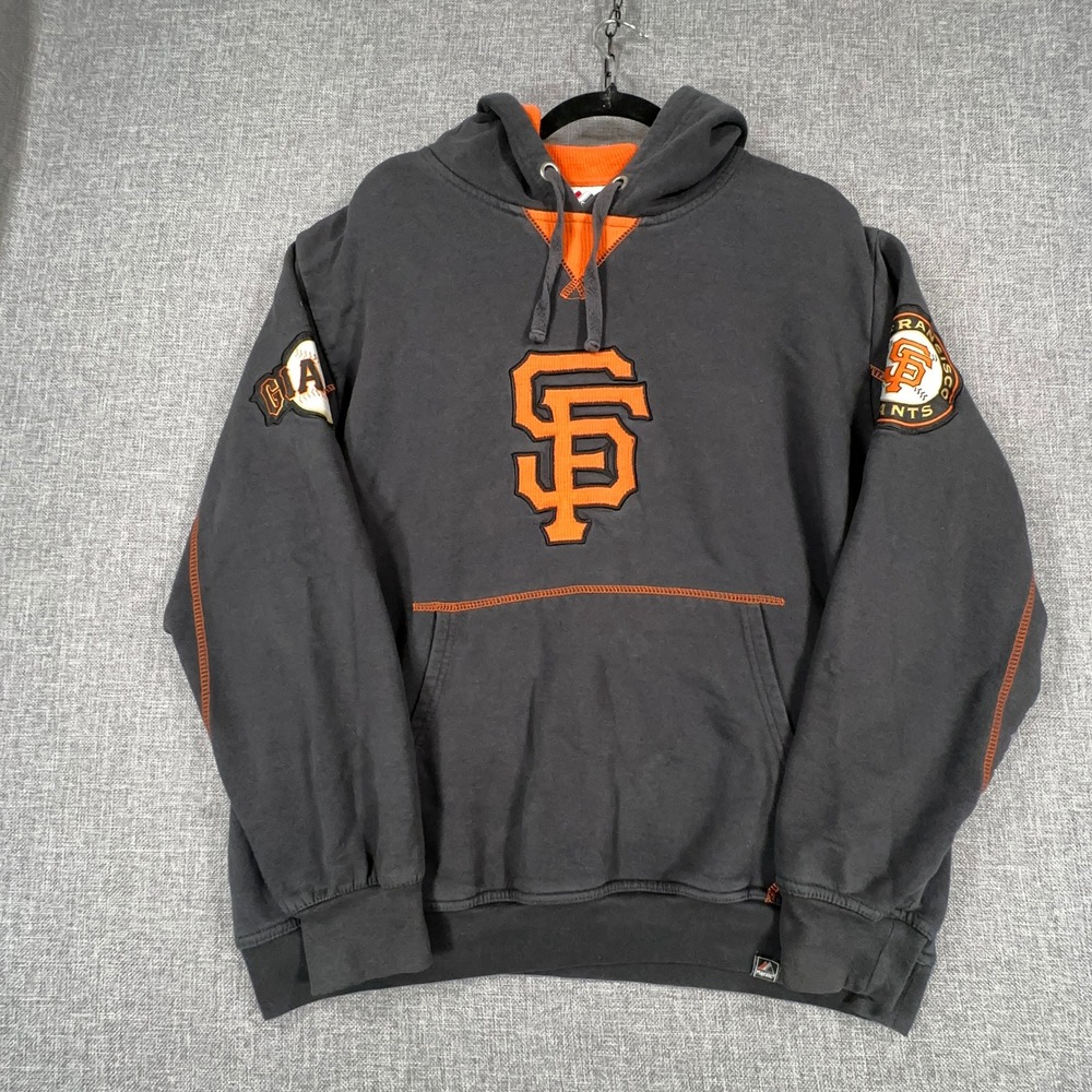 Vintage San Francisco Giants Hoodie Mens XL Black Orange Majestic Embroidered
